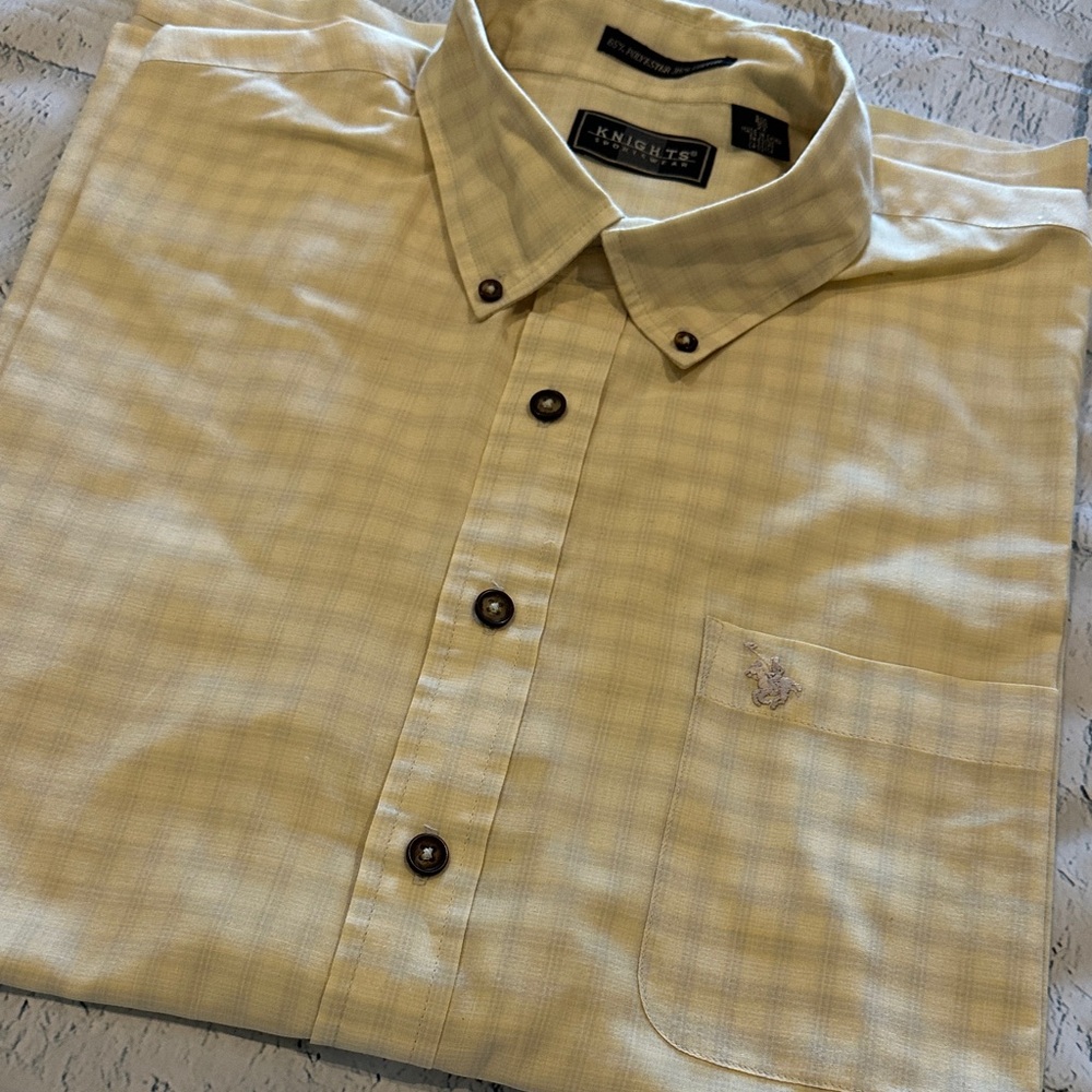 Knights Men’s Light Yellow Plaid Button-Down Shirt